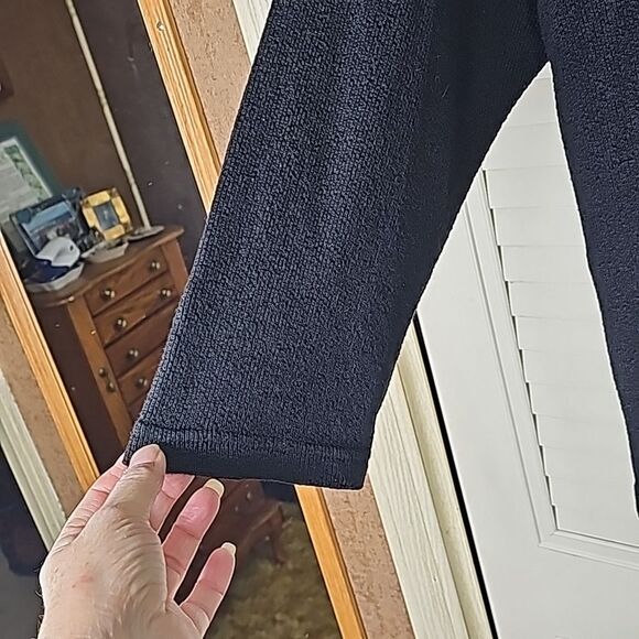 Cardigan Boho Fringe Collar Black with Multicolor Front Patchwork Size Medium - Picture 2 of 4